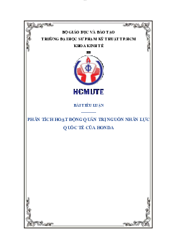 Tiểu luận môn Thương mại quốc tế đề tài "Phân tích hoạt động quản trị nguồn nhân lực quốc tế của Honda"