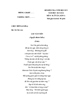 Đề thi học kì 1 môn Ngữ văn 11 năm 2023 - 2024 sách Chân trời sáng tạo | đề 2