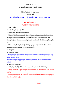 Giáo án Ngữ Văn 6 sách Cánh diều học kỳ 1 phương pháp mới-Bộ 1