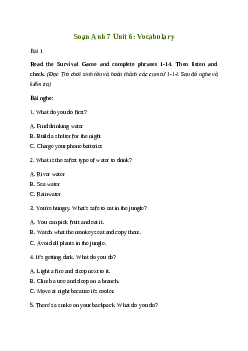 Giải Tiếng Anh 7 Unit 6: Vocabulary | Friends Plus