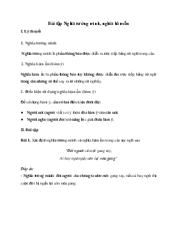 Bài tập: Nghĩa tường minh, nghĩa hàm ẩn Ngữ Văn 8 | Kết nối tri thức