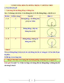 Tài liệu Toán 9 chủ đề vị trí tương đối của đường thẳng và đường tròn