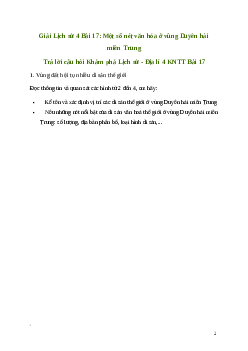 Giải Lịch sử Địa lí lớp 4 Bài 17: Một số nét văn hóa ở vùng Duyên hải miền Trung | Kết nối tri thức