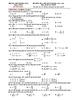 Đề minh họa giữa kì 1 Toán 10 năm 2022 – 2023 trường THPT Hướng Hóa – Quảng Trị