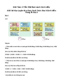 Tiền Việt Nam: Giải bài tập Luyện tập, thực hành Toán lớp 3 Cánh diều trang 58 tập 2