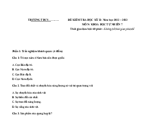 Đề thi học kì 2 môn Khoa học tự nhiên 7 năm 2022 - 2023 sách KNTT - Đề 2