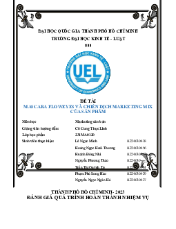 Tiểu luận:  “Xây dựng phát triển thương hiệu và phân tích chiến lược marketing mix của Mascara Floweyes – nguồn cảm hứng từ hoa hồng đen”