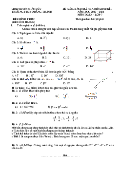 Đề giữa học kì 1 Toán 7 năm 2023 – 2024 trường THCS Quảng Thành – BR VT