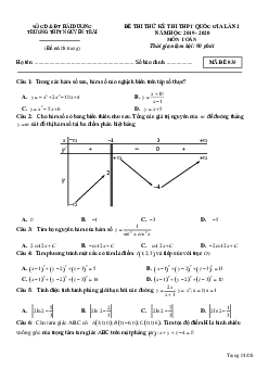 Đề thi thử Toán THPT QG 2020 lần 1 trường chuyên Nguyễn Trãi – Hải Dương