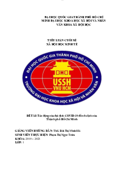 TIỂU LUẬN CUỐI KÌ | Kinh tế xã hội học | Đại học Khoa học Xã hội và Nhân văn, Đại học Quốc gia Thành phố HCM