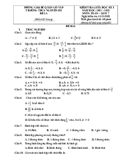 Đề giữa kỳ 1 Toán 7 năm 2022 – 2023 trường THCS Nguyễn Du – TP HCM