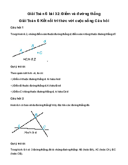 Giải Toán 6 Bài 32: Điểm và đường thẳng | Kết nối tri thức