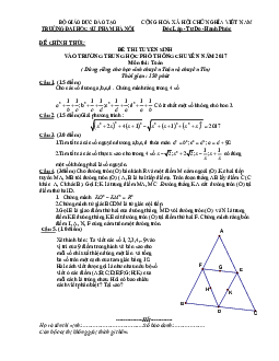 Đề thi tuyển sinh lớp 10 năm học 2017 – 2018 môn Toán trường THPT Chuyên ĐH Sư phạm Hà Nội (Vòng 2)