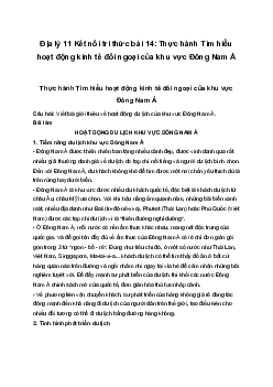 Địa lý 11 Kết nối tri thức bài 14: Thực hành Tìm hiểu hoạt động kinh tế đối ngoại của khu vực Đông Nam Á