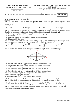 Đề thi HK1 Toán 11 năm 2019 – 2020 trường Dương Quảng Hàm – Hưng Yên
