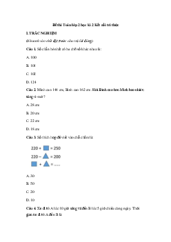 Đề thi Toán lớp 2 học kì 2 năm 2024 - Đề 1 | Kết nối tri thức