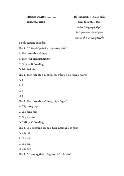 Bộ đề thi giữa học kì 1 môn Công nghệ 7 năm 2023 - 2024 Cánh Diều - Đề 3