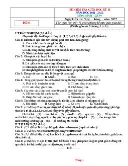 Đề Thi Giữa Kì 2 Môn Sinh 9 Năm 2021-2022 Và Ma Trận (có lời giải)