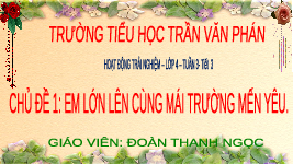 Giáo án điện tử Hoạt động trải nghiệm 4 Chủ đề 1 Chân trời sáng tạo: Em lớn lên cùng mái trường mến yêu