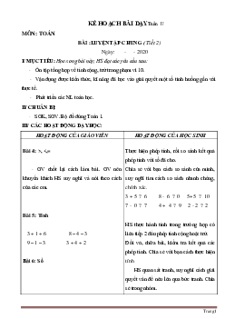 Giáo án Toán lớp 1 sách Cánh Diều tuần 17