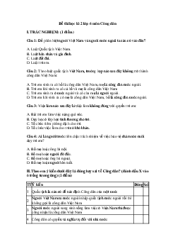Đề thi học kì 2 môn Giáo dục công dân 6 Kết nối tri thức năm 2024 - Đề 2