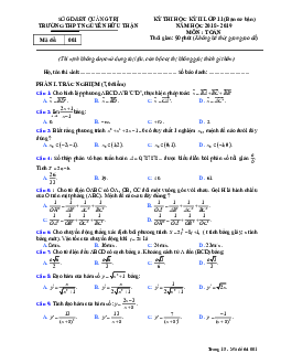 Đề thi HK2 Toán 11 năm 2018 – 2019 trường Nguyễn Hữu Thận – Quảng Trị