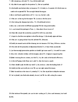 Câu hỏi ôn tập học phần Tiếng anh cơ bản