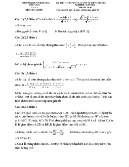 Đề thi tuyển sinh lớp 10 THPT chuyên năm học 2017 – 2018 môn Toán sở GD và ĐT Bắc Ninh