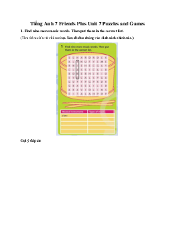 Tiếng Anh 7 Friends Plus Unit 7 Puzzles and Games