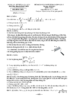 Đề khảo sát Toán 9 lần 3 năm 2020 – 2021 trường THCS Lê Quý Đôn – Hà Nội
