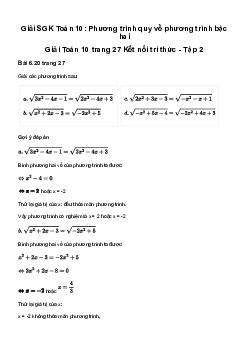 Toán 10 Bài 18: Phương trình quy về phương trình bậc hhai - Kết Nối Tri Thức