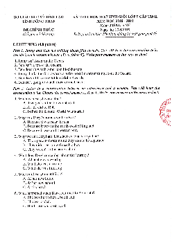 Đề thi chọn học sinh giỏi Tiếng Anh 9 tỉnh Đồng Tháp năm học 2018-2019 (có đáp án)