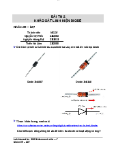 Bài 2 Khảo sát linh kiện Diode - Vật lí bán dẫn | Trường Đại học Bách khoa Thành phố Hồ Chí Minh