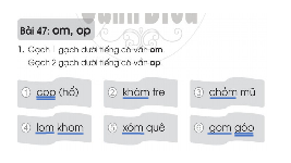 Giáo án điện tử Tiếng việt 1 bài 47 Cánh diều: Học vần: Om, op