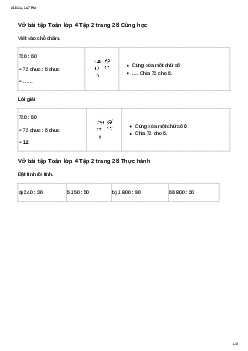 Vở bài tập Toán lớp 4 Bài 50: Chia hai số có tận cùng là chữ số 0 Chân trời sáng tạo