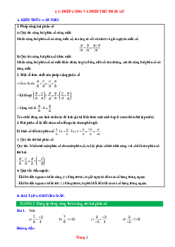 Phương pháp giải Bài 4: Phép cộng và phép trừ phân số Toán 6 Chân trời sáng tạo