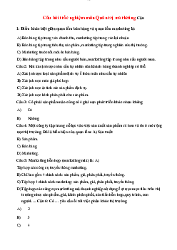 Trắc nghiệm quản trị học makerting