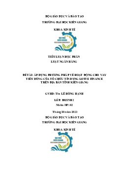 Tiểu luận học phần Luật ngân hàng  | Trường Đại học Kiên Giang