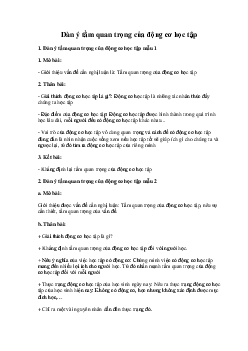 Dàn ý tầm quan trọng của động cơ học tập Ngữ Văn 10 sách Chân Trời Sáng Tạo