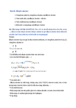 Giải Khoa học tự nhiên 9 Chân trời sáng tạo Bài 24: Ethylic alcohol