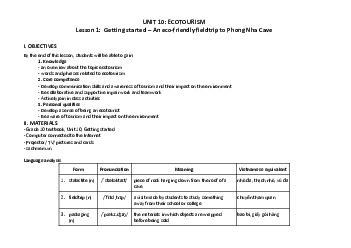Giáo án Tiếng Anh 10 sách Kết nối tri thức với cuộc sống (Cả năm) | Unit 10