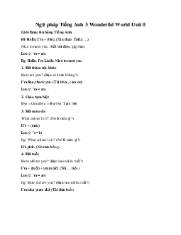 Ngữ pháp Tiếng Anh 3 Wonderful World Unit 0 Greetings
