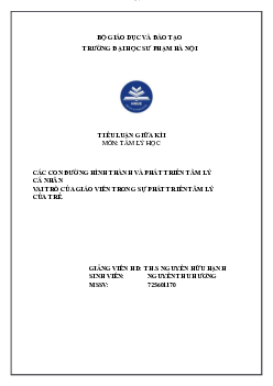 Vai trò của giáo viên trong sự giáo dục của trẻ | Đại học Sư Phạm Hà Nội