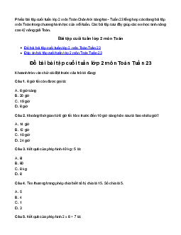 Phiếu bài tập cuối tuần lớp 2 môn Toán Chân trời sáng tạo - Tuần 23