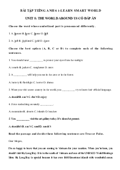 Bài tập i-Learn Smart World 6 unit 8 The World around Us - Smart World