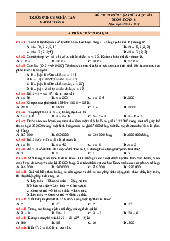 Đề cương giữa học kì 1 Toán 6 năm 2023 – 2024 trường THCS Nghĩa Tân – Hà Nội