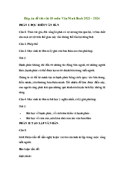 Đề thi vào 10 môn Ngữ văn năm 2023 - 2024 sở GD&ĐT Ninh Bình