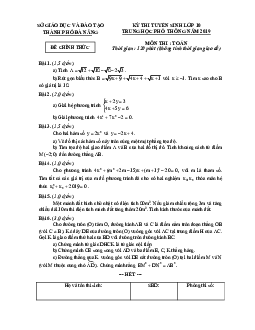 Đề tuyển sinh lớp 10 THPT năm 2019 môn Toán sở GD&ĐT Đà Nẵng