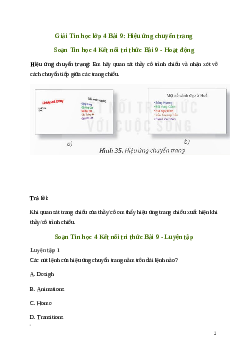 Giải Tin học lớp 4 Bài 9: Hiệu ứng chuyển trangGiải Tin học lớp 4 Kế | Kết nối tri thức