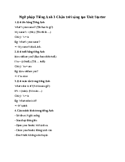 Ngữ pháp Tiếng Anh 3 Family and Friends Unit Starter